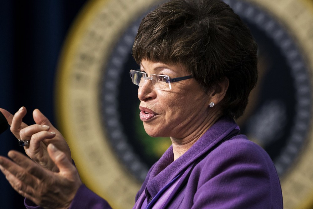 White House Senior Advisor Valerie Jarrett speaks during an event at the White House  January 16, 2014 in Washington, DC.