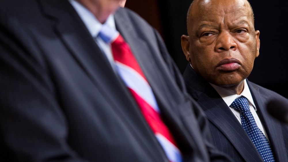 U.S. Rep. John Lewis (D-GA) looks on during a news conference on Capitol Hill, on Jan. 16, 2014 in Washington, DC.
