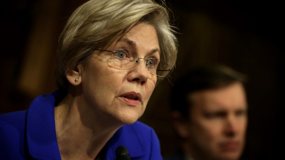 US Sen. Elizabeth Warren speaks during a hearing before Senate Health, Education, Labor and Pensions Committee Feb. 10, 2015 on Capitol Hill in Washington, DC. (Photo by Alex Wong/Getty)