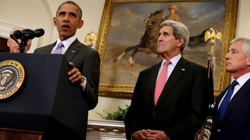 President Barack Obama announces he has sent Congress an authorization for the use of military force against Islamic State in the Roosevelt Room at the White House Feb. 11, 2015 in Washington, DC. (Photo by Chip Somodevilla/Getty)