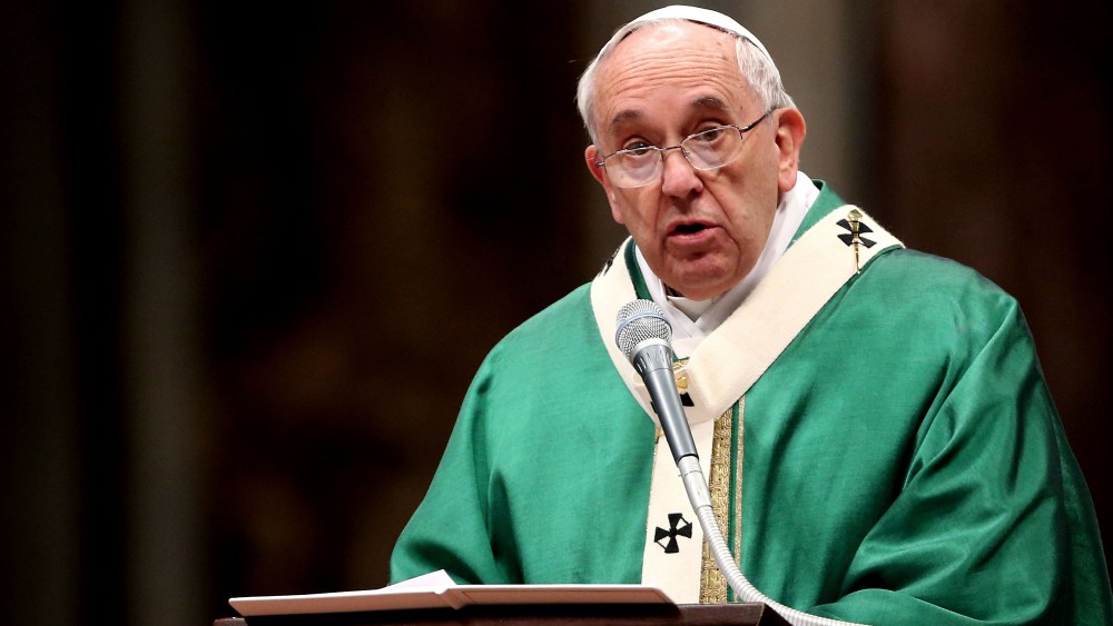 Pope Francis holds his homily during a Mass with newly appointed cardinals at St. Peter's Basilica on Feb. 15, 2015 in Vatican City, Vatican. (Photo by Franco Origlia/Getty)