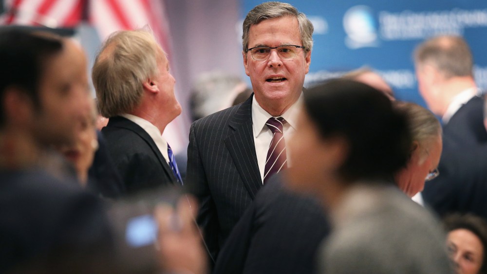 Former Florida Governor Jeb Bush speaks to guests on Feb. 18, 2015 in Chicago, Ill. (Photo by Scott Olson/Getty)