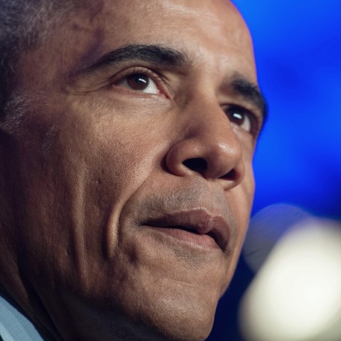 US President Barack Obama addresses the General Session of the 2015 Democratic National Committee (DNC) Winter Meeting in Washington, DC, on Feb. 20, 2015.