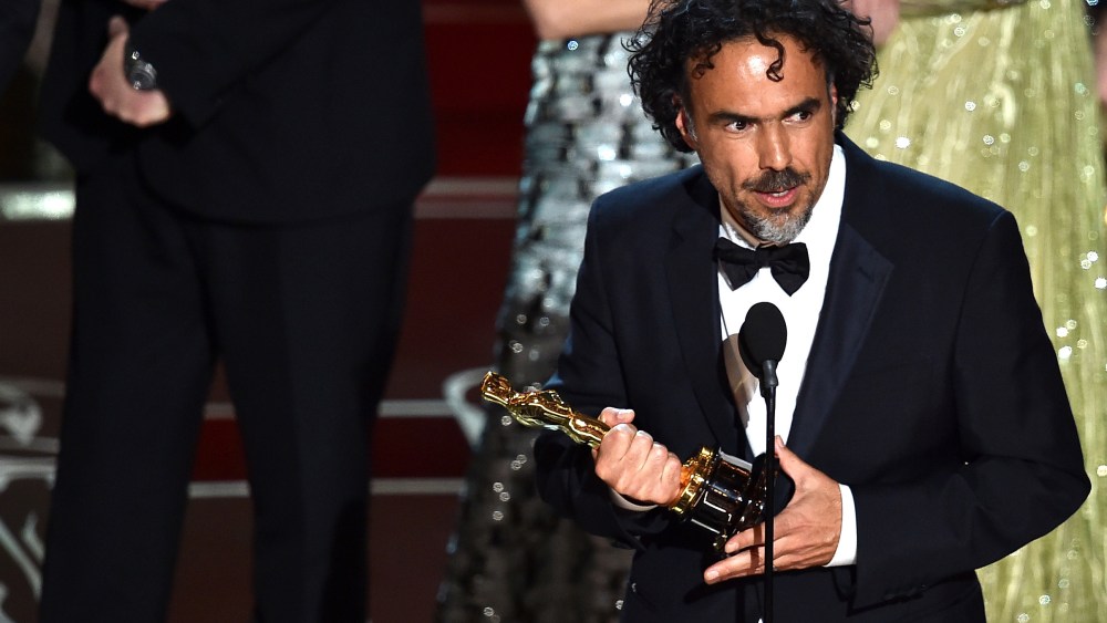 Director Alejandro Gonzalez Iñarritu accepts the Best Picture award for 'Birdman' onstage during the 87th Annual Academy Awards at Dolby Theatre on Feb. 22, 2015 in Hollywood, Calif. (Photo by Kevin Winter/Getty)