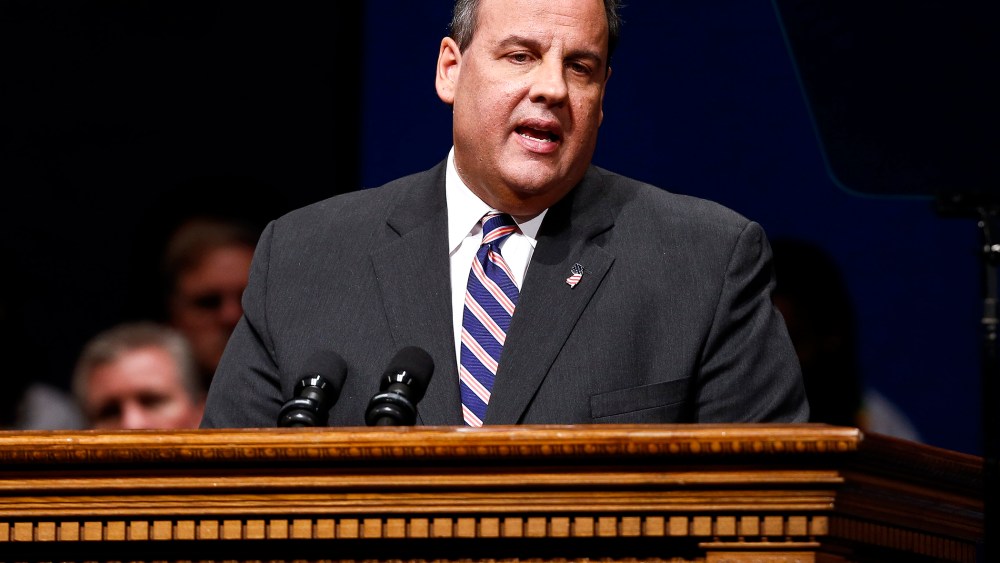 New Jersey Gov. Chris Christie speaks after being sworn in for his second term, Jan. 21, 2014 in Trenton, N.J.