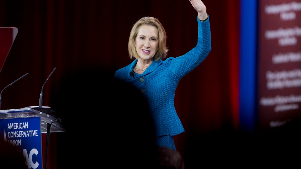 Carly Fiorina, former chairman and chief executive officer of Hewlett-Packard Co., waves after speaking during the Conservative Political Action Conference (CPAC) in National Harbor, Md., on Feb. 26, 2015. (Photo by Andrew Harrer/Bloomberg/Getty)