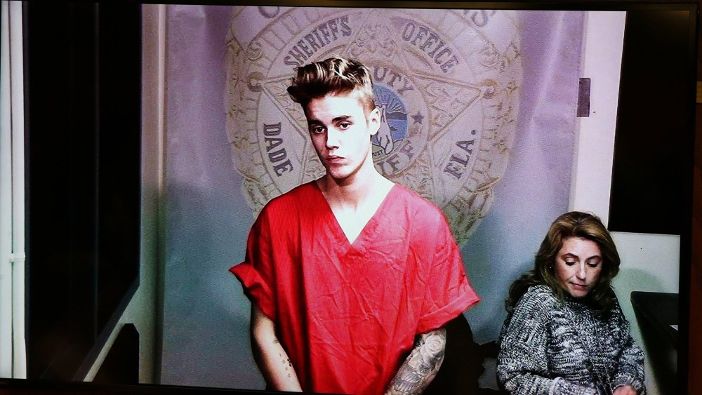 Justin Bieber appeared briefly in front of Judge Joseph Farina, via video, at Miami-Dade Circuit Court in Florida, Ja. 23, 2014.