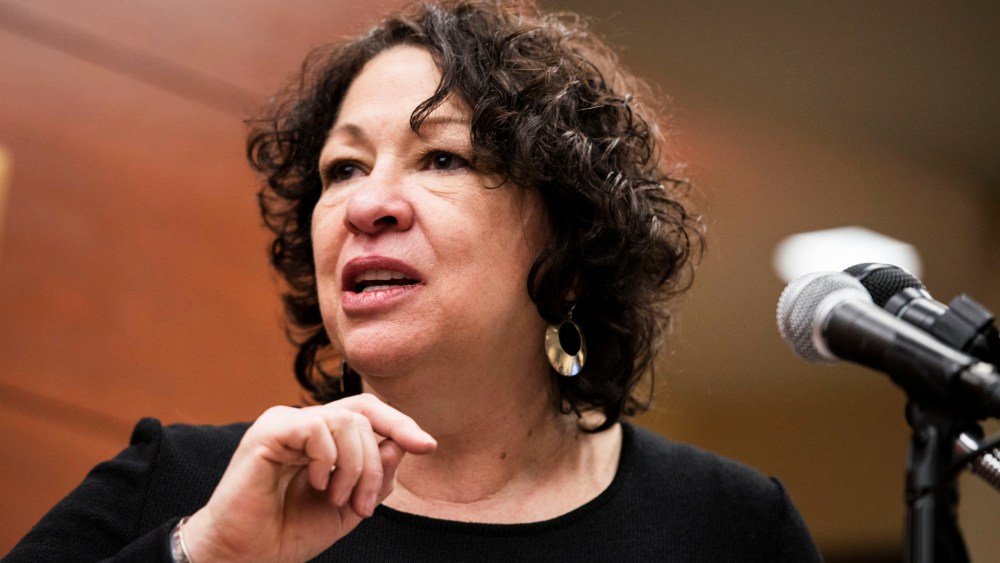 Supreme Court Justice Sonia Sotomayor speaks during a ribbon cutting ceremony at George Washington University, Jan. 23, 2014.