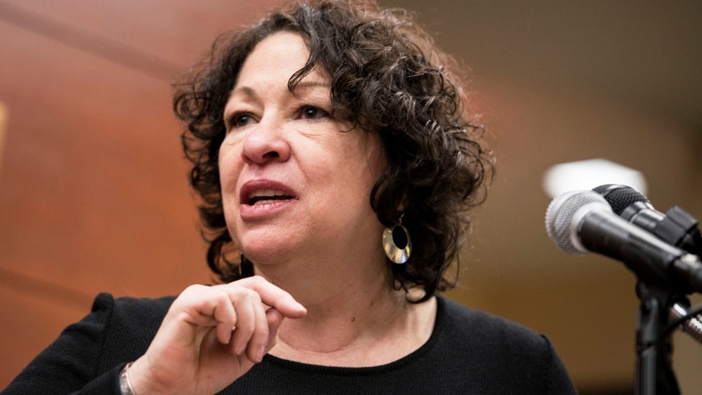Supreme Court Justice Sonia Sotomayor speaks during a ribbon cutting ceremony at GWU in in Washington, DC, January 23, 2014.