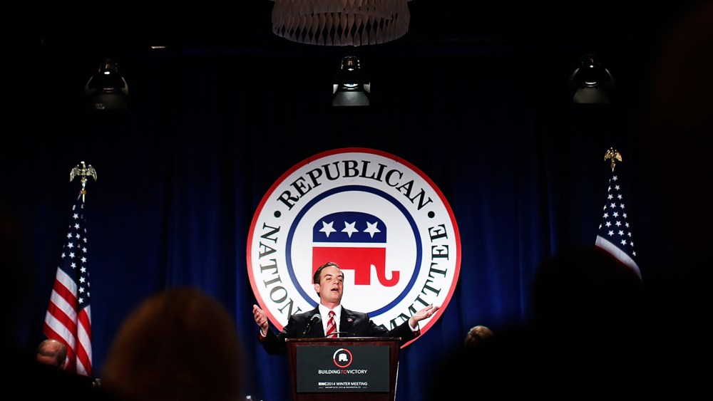 Republican National Committee Chairman Reince Priebus speaks at the annual RNC winter meeting January 24, 2014 in Washington, DC.