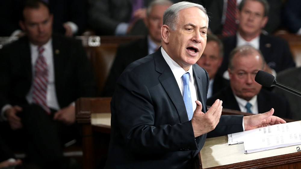 Israeli Prime Minister Benjamin Netanyahu addresses a joint meeting of the United States Congress in the House chamber at the U.S. Capitol March 3, 2015 in Washington, D.C. (Photo by Win McNamee/Getty)