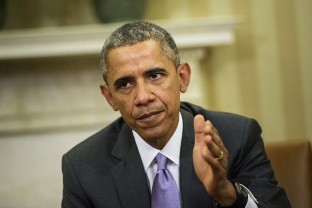 US President Barack Obama makes a statement to the press after a meeting in the Oval Office of the White House on March 3, 2015 in Washington, DC. (Photo by Brendan Smialowski/AFP/Getty)