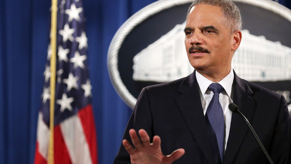 Attorney General Eric Holder delivers remarks on March 4, 2015 in Washington, D.C. (Photo by Chip Somodevilla/Getty)