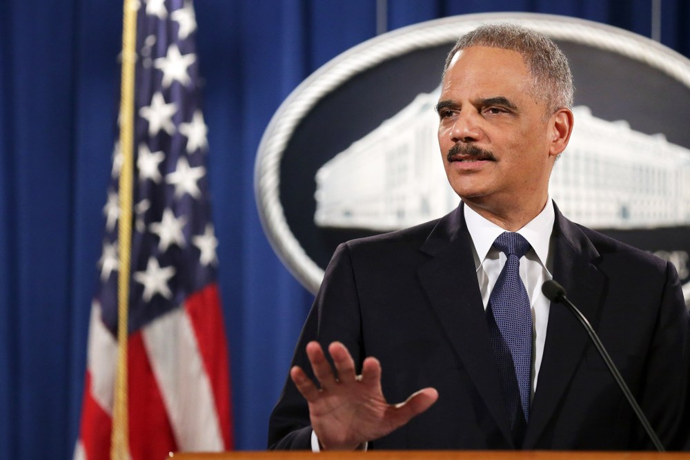 Attorney General Eric Holder delivers remarks on March 4, 2015 in Washington, D.C. (Photo by Chip Somodevilla/Getty)