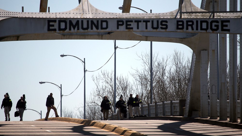 The Edmund Pettus Bridge on March 7, 2015 in Selma, Ala. (Photo by Justin Sullivan/Getty)
