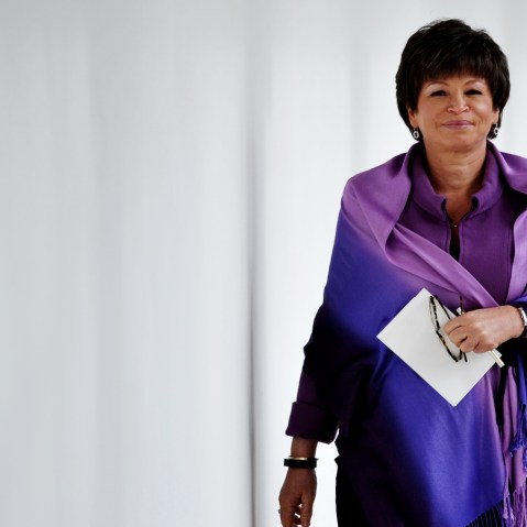Senior advisor to the president Valerie Jarrett walks through the Colonnade of the White House on Jan. 28, 2014 in Washington, DC. (Photo by Mandel Ngan/AFP/Getty)