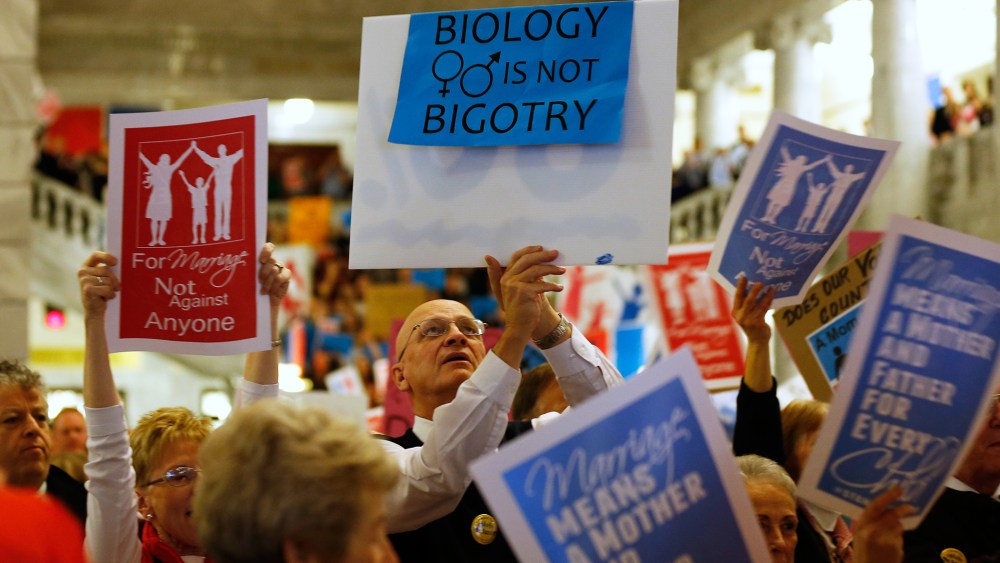 Pro and Anti-Gay Marriage Activists Rally At Utah's Capitol