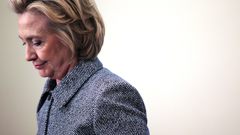 Former U.S. Secretary of State Hillary Clinton speaks to the media after keynoting a Women's Empowerment Event at the United Nations March 10, 2015 in New York, N.Y. (Photo by Yana Paskova/Getty)