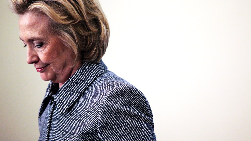 Former U.S. Secretary of State Hillary Clinton speaks to the media after keynoting a Women's Empowerment Event at the United Nations March 10, 2015 in New York, N.Y. (Photo by Yana Paskova/Getty)