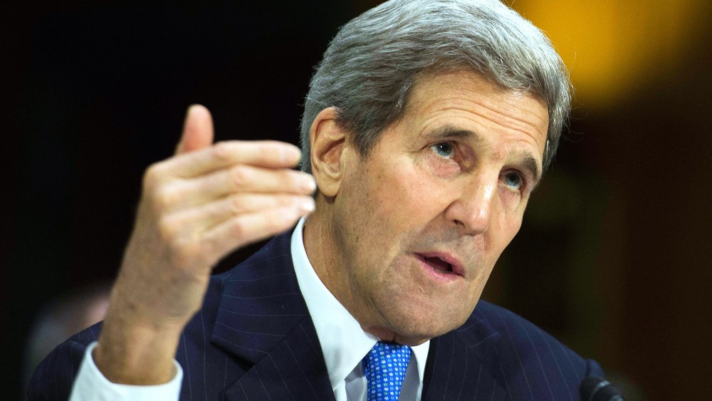 Secretary of State John Kerry testifies before the Senate Foreign Relations Committee in Washington, D.C., March 11, 2015. (Photo by Jim Watson/AFP/Getty)