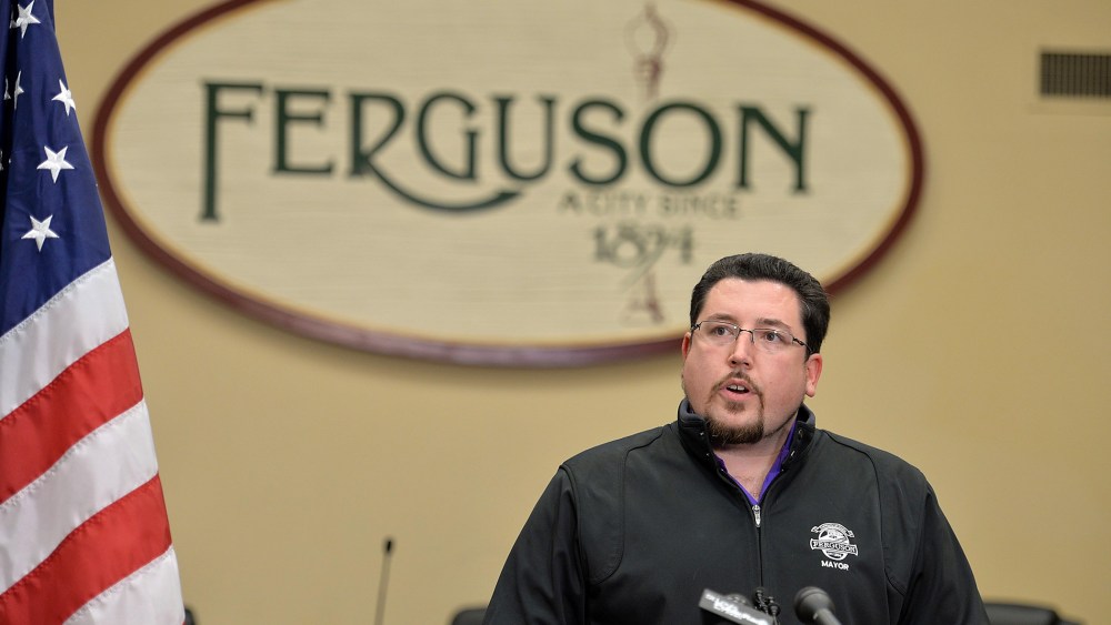 Ferguson Mayor James Knowles speaks to the media during a press conference at the Ferguson City Hall and Municipal Court Building on March, 11, 2015 in Ferguson, Mo.