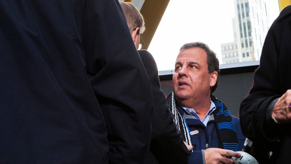 Chris Christie attends a ceremony for the NFL Super Bowl Host Committee, Feb. 1, 2014.