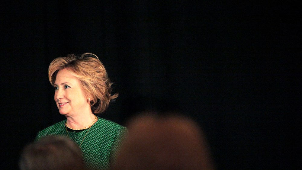 Former Secretary of State Hillary Clinton prepares to speak on stage during an event on March 16, 2015 in New York, N.Y. (Photo by Yana Paskova/Getty)