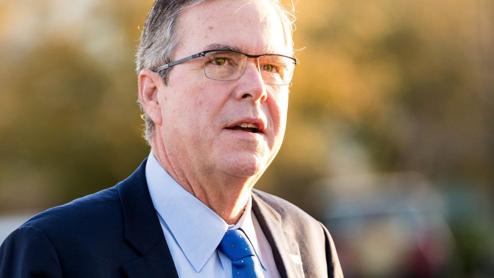 Former Florida Governor and potential Republican presidential candidate Jeb Bush arrives for an early morning GOP breakfast event on March 18, 2015 in Myrtle Beach, S.C. (Photo by Richard Ellis/Getty)