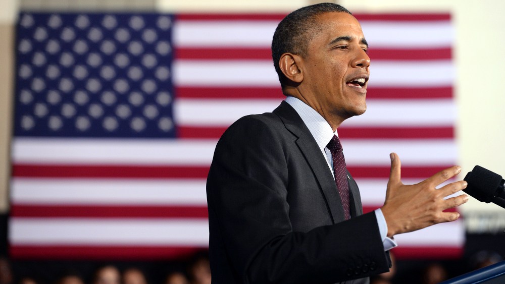 President Barack Obama speaks at an event, Feb. 4, 2014, in Adelphi, Md.
