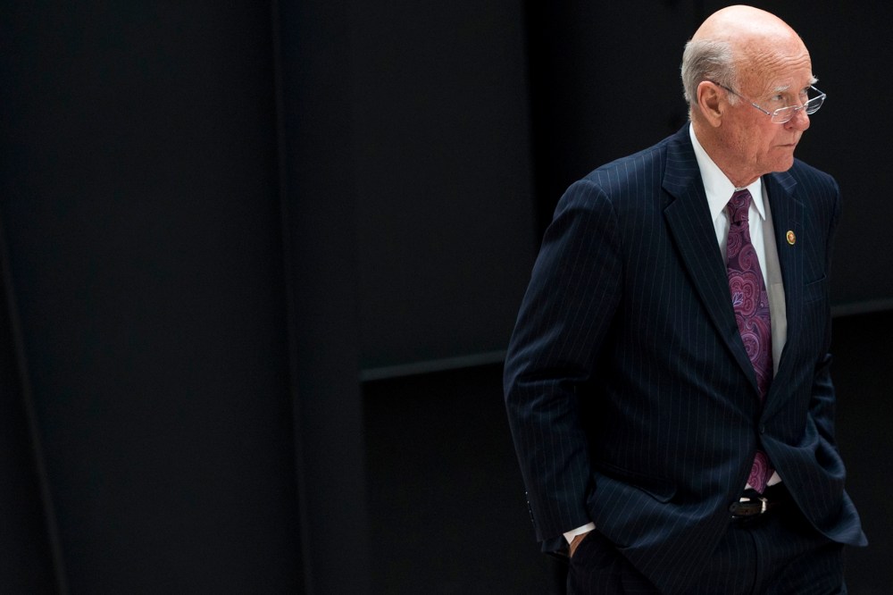 Sen. Pat Roberts, R-Kan., walks in the atrium of the Hart Senate Office Building on Feb. 4, 2014, Washington, D.C. (Photo By Bill Clark/CQ Roll Call/Getty)