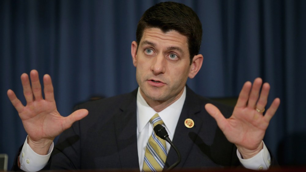 House Budget Committee Chairman Paul Ryan (R-WI) during a hearing in the Cannon House Office Building on Capitol Hill February 5, 2014 in Washington, D.C.