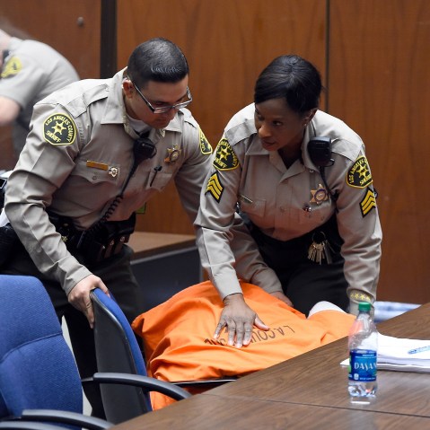 Marion "Suge" Knight in court for his bail hearing at Criminal Courts Building on March 20, 2015 in Los Angeles, Calif. Knight collapsed during the court proceedings.