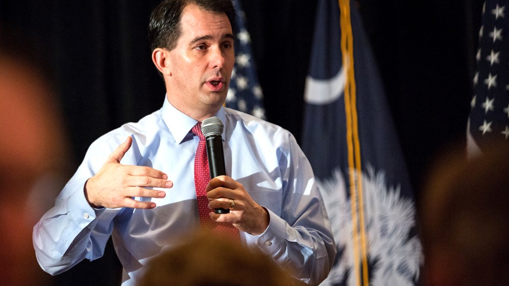 Wisconsin Governor and potential Republican presidential candidate Scott Walker speaks to supporters during GOP lunch event on March 20, 2015 in Charleston, S.C. (Photo by Richard Ellis/Getty)