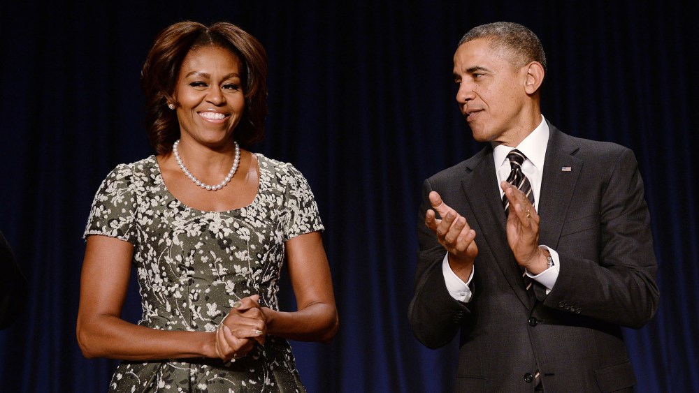 U.S. President Barack Obama and first lady Michelle Obama attend the National Prayer Breakfast in Washington, Feb. 6, 2014.