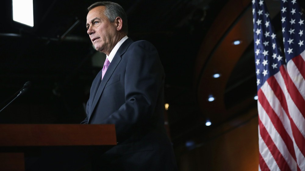 John Boehner Holds Media Briefing At The Capitol