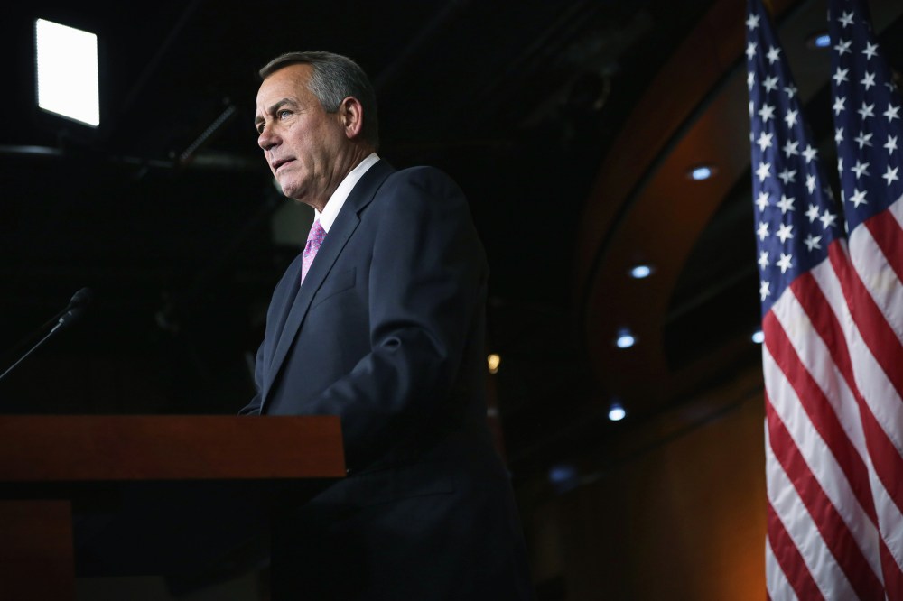 John Boehner Holds Media Briefing At The Capitol