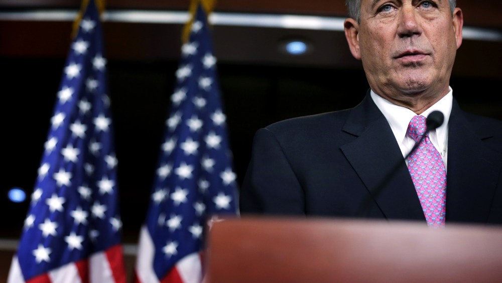 Speaker of the House Rep. John Boehner (R-OH) speaks during his weekly news conference, Feb. 6, 2014 on Capitol Hill in Washington, DC.