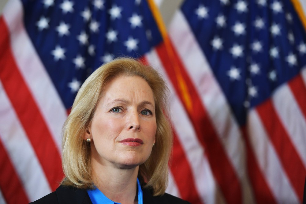 Senator Kirsten Gillibrand attends a press conference calling for the creation of an independent military justice system to deal with sexual harassment and assault in the military, Feb. 6, 2014.