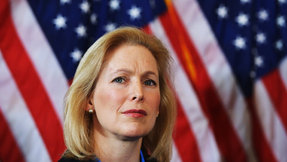 Senator Kirsten Gillibrand, D-NY attends a press conference on Capitol Hill in Washington, Feb. 6, 2014.