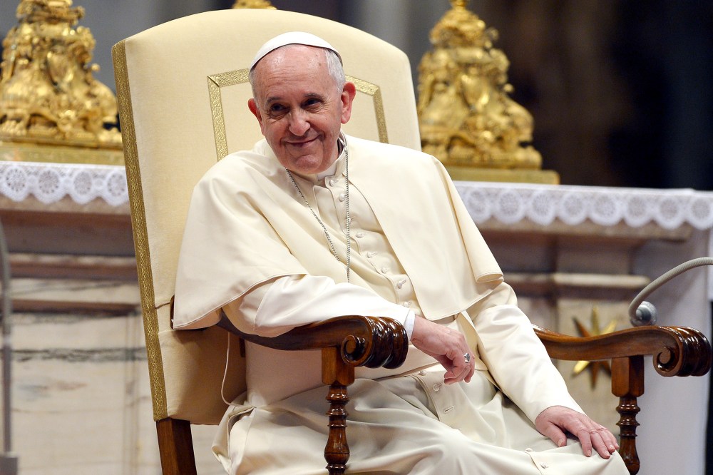 Pope Francis speaks at an event after a mass at St Peter's Basilica, Feb. 8, 2014 at the Vatican.