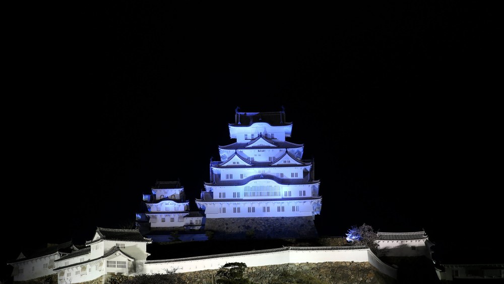 World Heritage Himeji Castle is illuminated in blue light to mark World Autism Awareness Day on April 2, 2015 in Himeji, Japan. (Buddhika Weerasinghe/Getty for Autism Speaks )