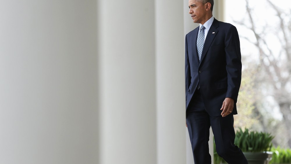 President Barack Obama arrives to deliver remarks on the ongoing negotiations with Iran over their nuclear program on April 2, 2015 in Washington, D.C. (Photo by Win McNamee/Getty)