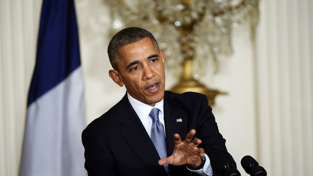 Barack Obama addresses a press conference, Feb. 11, 2014.