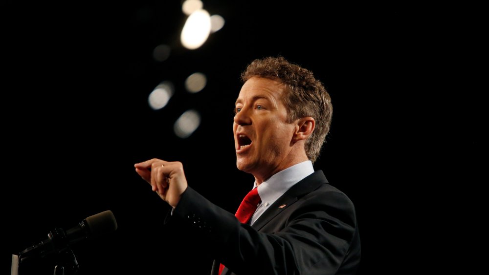 Sen. Rand Paul (R-KY) delivers remarks while announcing his candidacy for the Republican presidential nomination during an event at the Galt House Hotel on April 7, 2015 in Louisville, Ky.