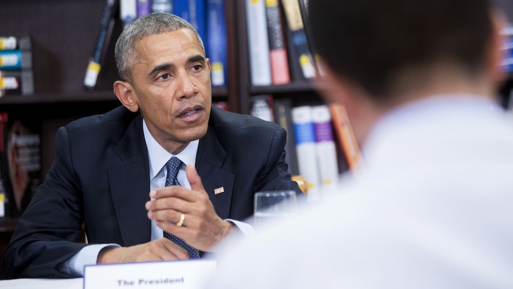President Barack Obama speaks while participating in a roundtable discussion on the impacts of climate change on public health at Howard University in Washington, D.C., U.S., on April 7, 2015. (Photo by Andrew Harrer/Pool/Getty)