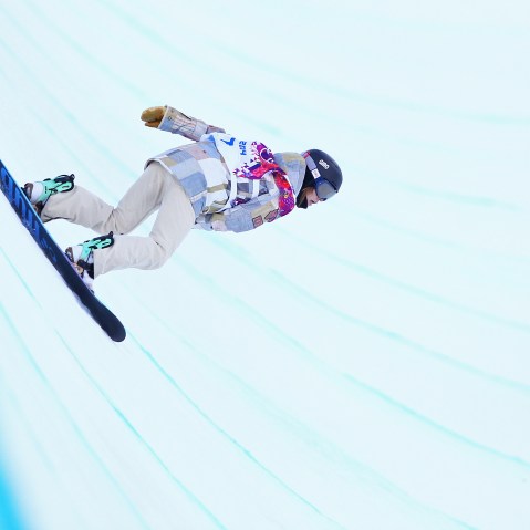 Kaitlyn Farrington of the United States competes in the Snowboard Women's Halfpipe Qualification Heats, Feb. 12, 2014.