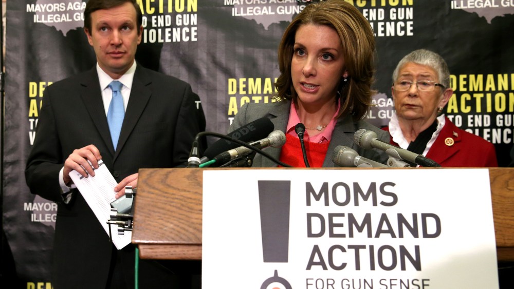 Shannon Watts speaks about gun violence during a news conference on Capitol Hill, on Feb. 12, 2014 in Washington, DC.