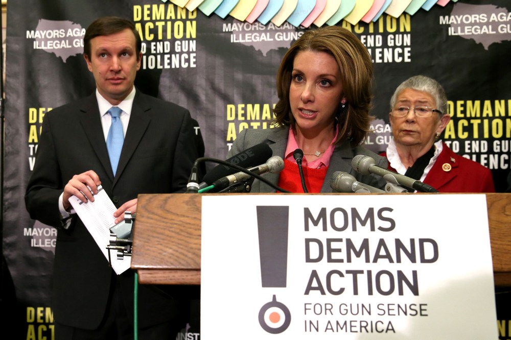 Shannon Watts speaks about gun violence during a news conference on Capitol Hill, on Feb. 12, 2014 in Washington, DC.