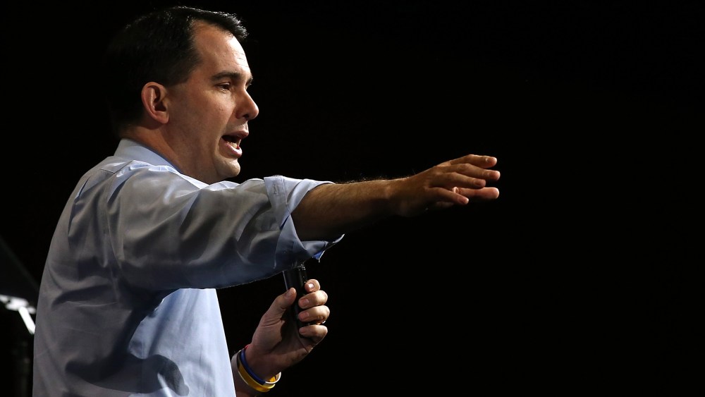 Wisconsin Gov. Scott Walker speaks during the NRA-ILA Leadership Forum at the 2015 NRA Annual Meeting & Exhibits on April 10, 2015 in Nashville, Tenn. (Photo by Justin Sullivan/Getty)
