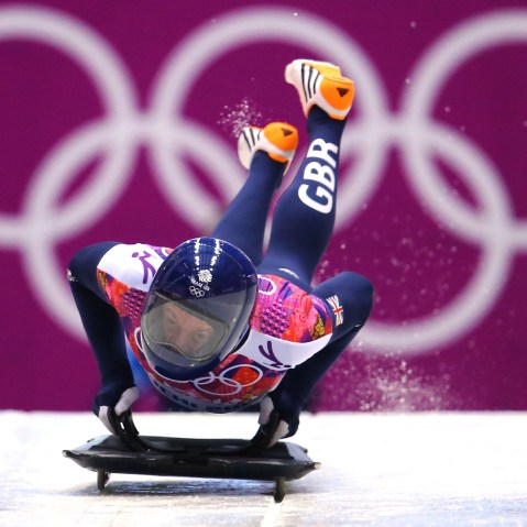 Kristan Bromley of Great Britain starts a run during the Men's Skeleton heats on Day 7 of the Sochi 2014 Winter Olympics at Sliding Center Sanki on Feb. 14, 2014 in Sochi, Russia.